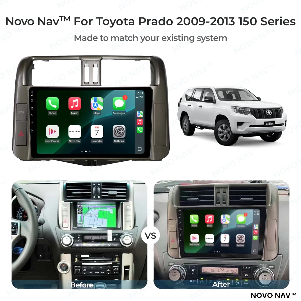 9 Inch CarPlay & Android Auto Head Unit for Toyota Prado 2009-2013
